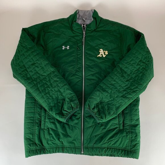 Oakland Athletics MLB Under Armour Storm Gear Quilted Full Zip Jacket Mens Large - Picture 1 of 7